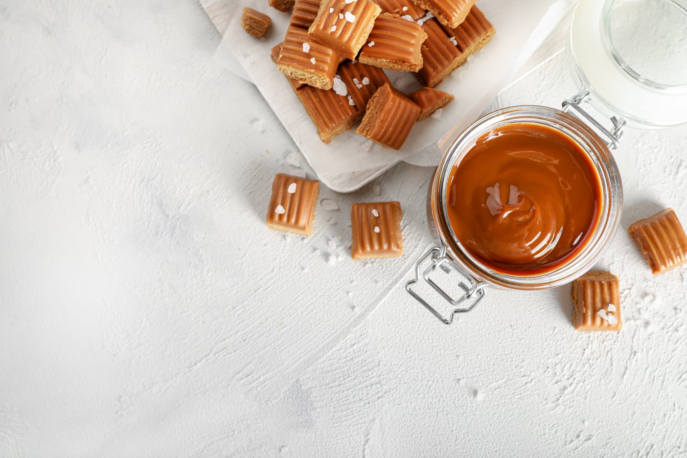Melted caramel and salted caramel candies
